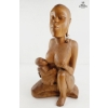 Image 4 : Hand-Carved Wooden Sculpture Depicting A Mother And Child 21''INCHES HEIGHT.