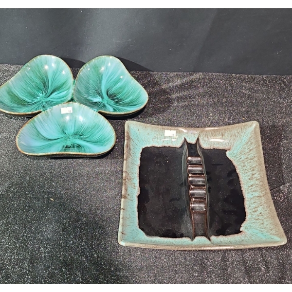 Blue Mountain Pottery: Serving Dish: 12", Widest Points and Ashtray 10 X 10