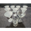Image 1 : Frosted Martini Glasses with a Bent Stem Design. One Clear Glass and Irish Coffee Glass Included!