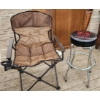 Image 1 : Oversized Hard Arm Camping Chair and Dodge Chrome Bar Stool, 29 Inches High