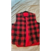 Image 1 : Red and Black Buffalo Plaid Fleece Vest with Zip Closure