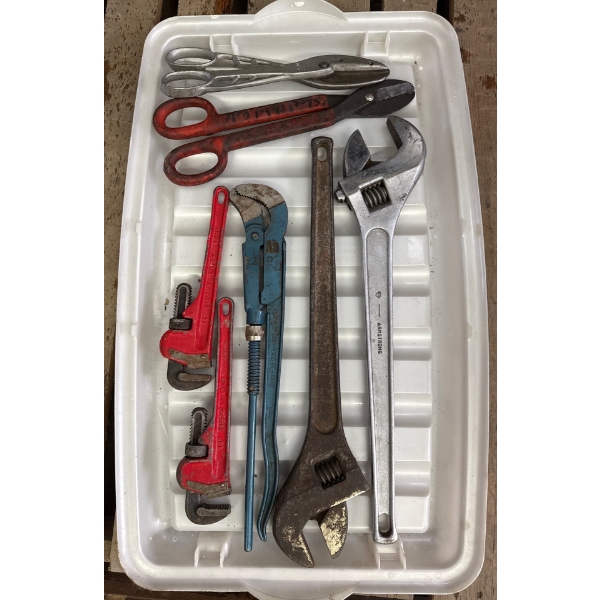 Variety of Hand Tools- Wrenches, Tin Snips & More
