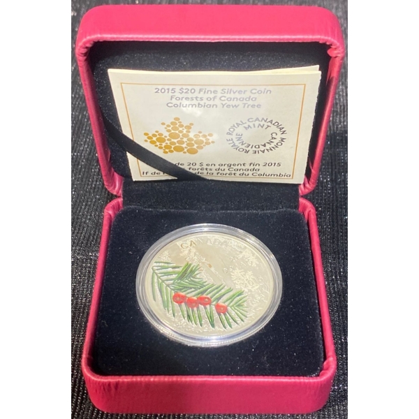 2015 $20 Columbian Yew Tree Fine Silver Coin 31.39 Grams