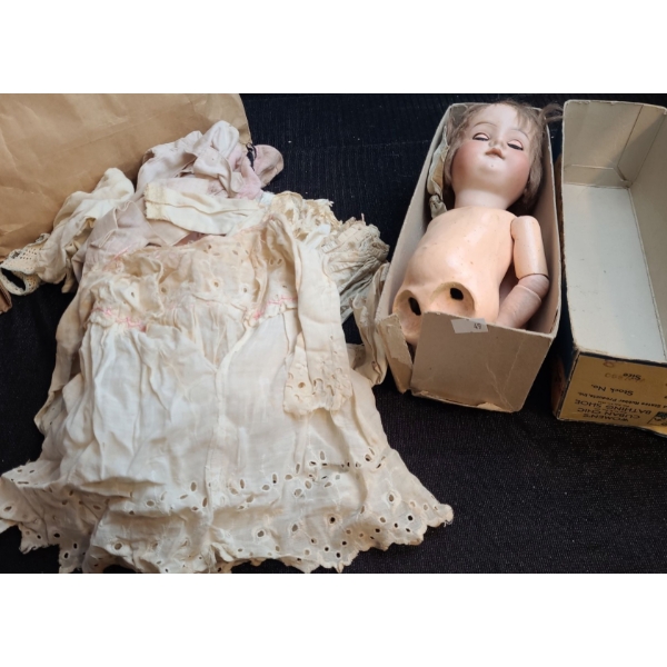 Vintage Doll (Apart)10 T from Top of Head to Bottom of Torso, with Clothing