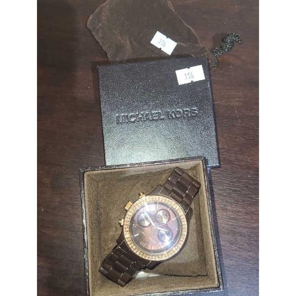 Michael Kors Women's Brown Metal Fashion Watch w/ Date Setting, Box Included