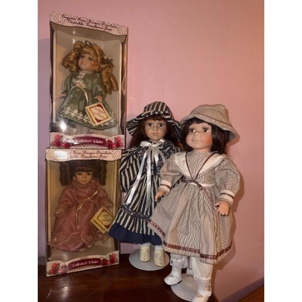 Porcelain Dolls, 4 Pcs,  Incl. Two Boxed Collectors Choice, 17T 
