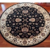 Image 1 : Round Nabbu Black & Cream Area Rug 88D