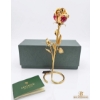 Image 3 : Matashi 24K Gold Plated Rose Flower Tabletop Ornament with Red Crystals 