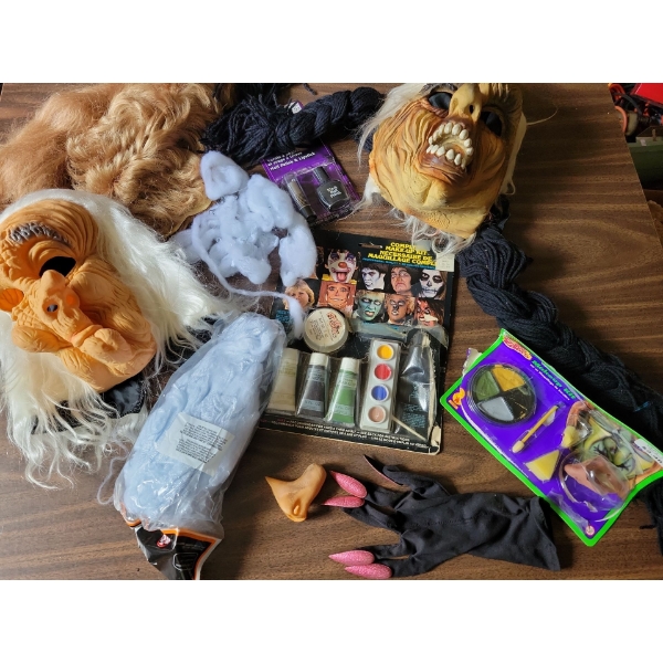 Halloween Scare Pack - Rubber 360 Degree Masks Costume Make up Spider Webs & More