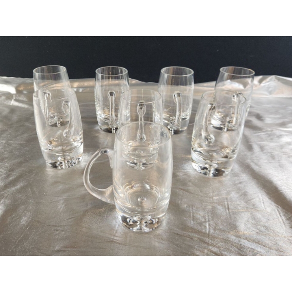 Set of 8 Krosno Poland Clear Glass Beer Mugs