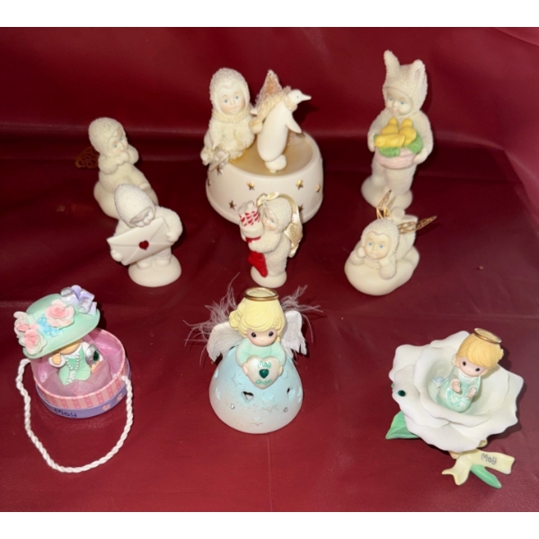 Porcelain Precious Moments Month Of May Figurines 2T w/ Collectible Snowbabies 