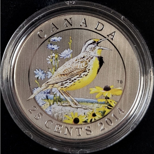 2014 25¢ Birds of Canada: Eastern Meadowlark - Coloured Coin - #2