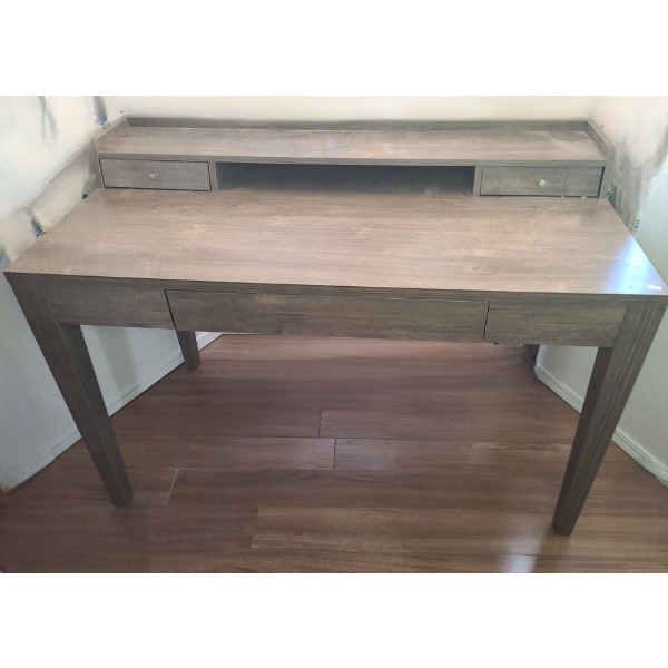 Desk with 3 Storage Drawers (Greyish/ Beige MDF) with Power Outlet 47 W, 23 D, 30 T