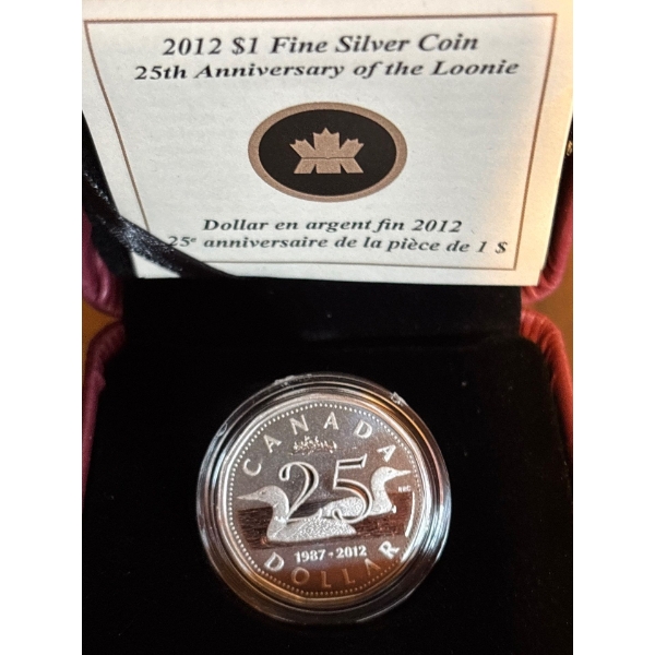 2012 $1 The Loonie, 25th Anniversary - Pure Silver Dollar