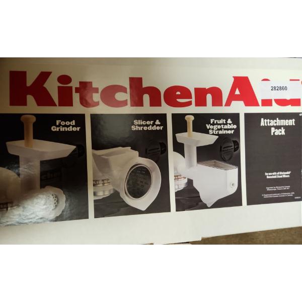 Kitchenaid Attachment Pack- Food Grinder/ Slicer & Shredder/ Fruit & Vegetable Strainer- New in Box