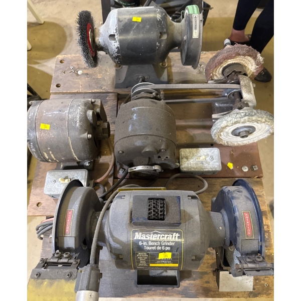 Bench Grinders Galore ! w/ Stand  & Metal Tool Box - Mastercraft 6"  Powerful Men 6" Mo.HG6A & More