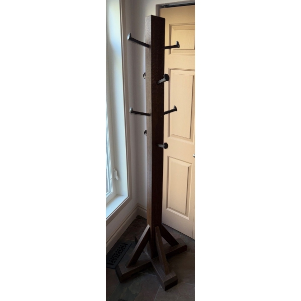 Solid Wood Entry-Way Railway Spike Coat Tree/Rack  Rustic To Refined  7ft Tall