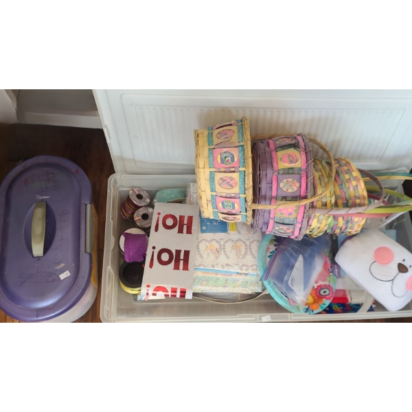 Tote of Ribbon and Bin w/ Wrapping Paper, Easter Baskets and More!