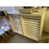 Image 1 : White Retail Counter with Slatwall Front and Storage Shelf