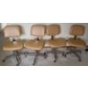 Image 1 : 4 Tan Office Chairs on Wheels, Leatherette 