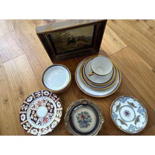 Antique Art 9x5 w/ China Collection & Petite Point Floral Art - Limoges & More 