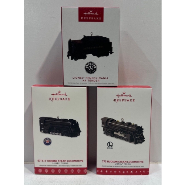 Vehicles-  K4 Tender, 671 S-2 Turbine , 773 Hudson Hallmark Ornaments
