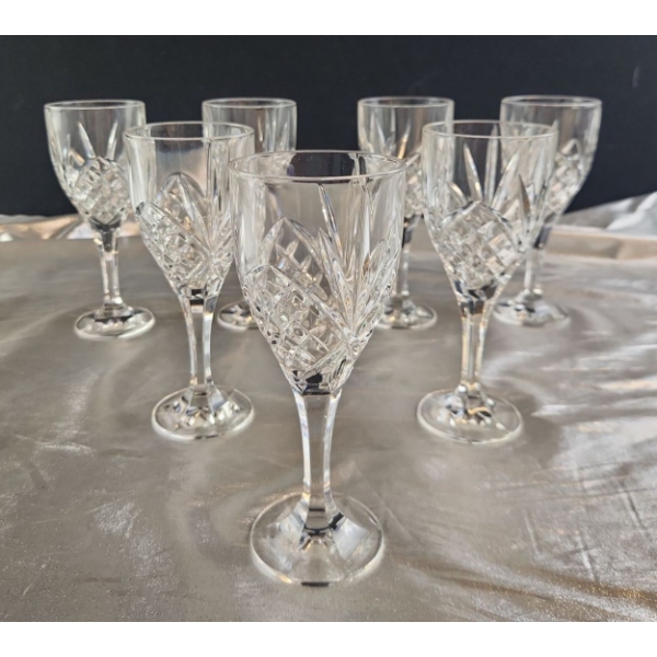 Set of 7 Vintage Godinger Shannon Crystal Goblets in the Dublin Pattern