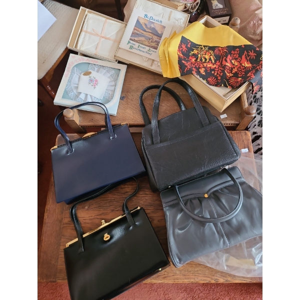 Vintage Purses by Labelle and Fassbender and Collection of Hankerchiefs