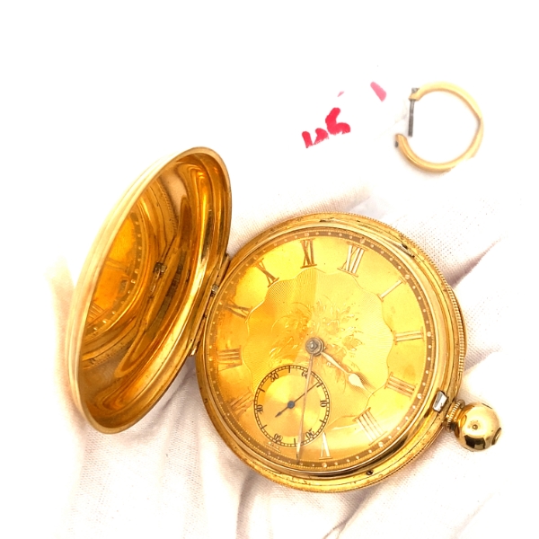 Ornate Engraved Gold Plated Pocket Watch - Weighs 129.2g