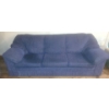 Three Cushion Navy Blue Upholstered Fabric Sofa Couch  85w x 39d x 35 tall