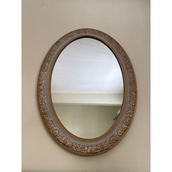 Ornate Oval Wall Mirror with Decorated Frame