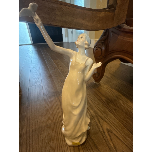 Royal Doulton Reflections Collection 'Paradise' Porcelain Woman w/ Bird - 14In Tall 