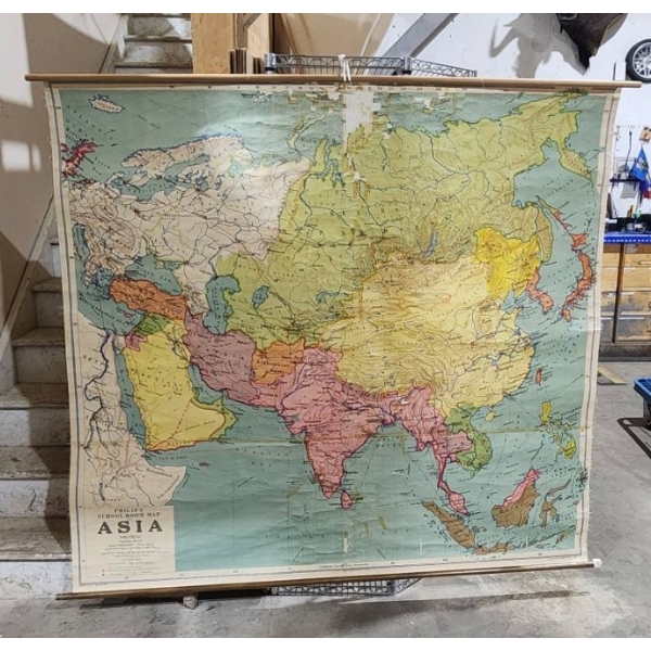 Philips' School-Room Roll-Down Map of Asia, Published by London Geographical Institute