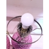 Image 6 : Pink Hobnail Glass Electric Table Lamp with Metal Base
