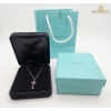 Image 3 : Tiffany & Co 750 Italy (18K) White Gold & Diamond Crown Key Pendant Necklace 3.61g