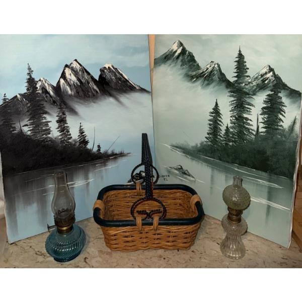 Edmonton's Own Artist Doreen w/ Her Oil On Canvas Mountain Scape Art 18x22