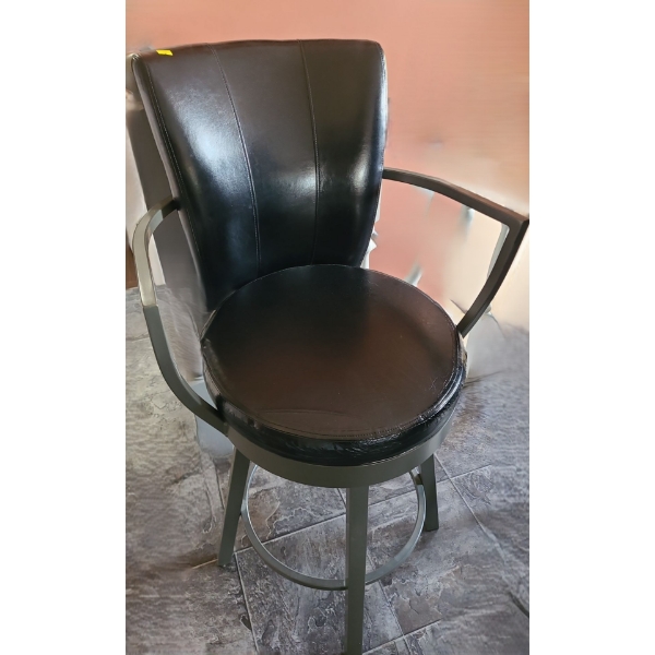 Three Metal Bar Stools w/ Vinyl Seats 23 W, 22 D, 42 T