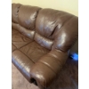 Image 5 : Three-Seater Brown Leather Reclining Sofa with Plush Cushioning