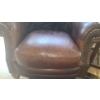 Image 2 : Brown Leather Chair 38 W, 35 D, 39 T and Side Table 18 W, 18 D, 20 T 