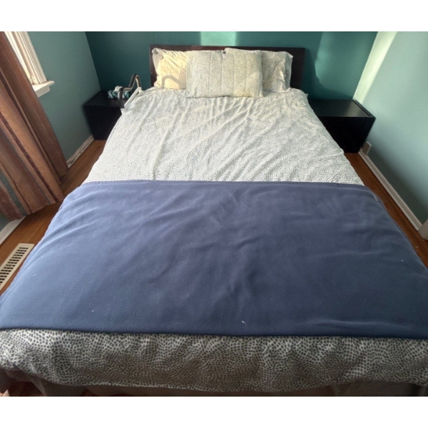 Double Sleigh Bed W/ Two Side Tables with Two Drawers (Memory Foam Mattress included)