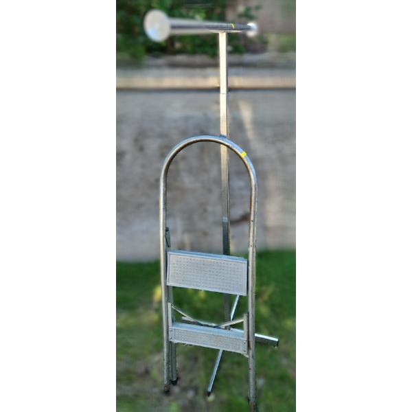 Adjustable Height Chrome Finish Garment Sales Rack and 2 Step Utility Step Stool 