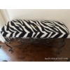 Image 1 : Wrought Iron Zebra Print Foot Stool - 36W, 16D, 19T 