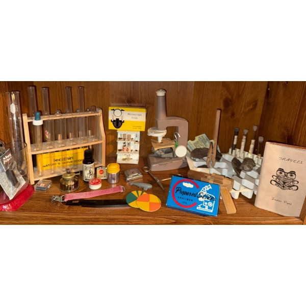  Microscope Set - Test Tubes, Bottles, Slides, Rocks, Minerals & More