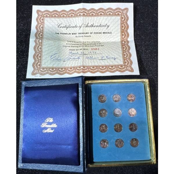  Franklin Mint Sterling Silver Treasury of Zodiac Medals 