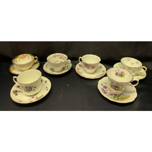 Assorted Tea Cups w/ Saucers - Royal Albert Ainsley & More