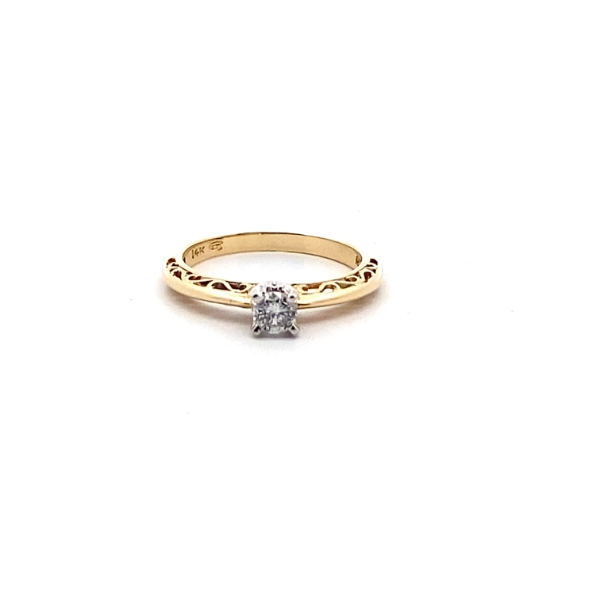 14KY Solitaire Diamond Ring 0.20CT J-I2 SZ 6.25 2.28grams