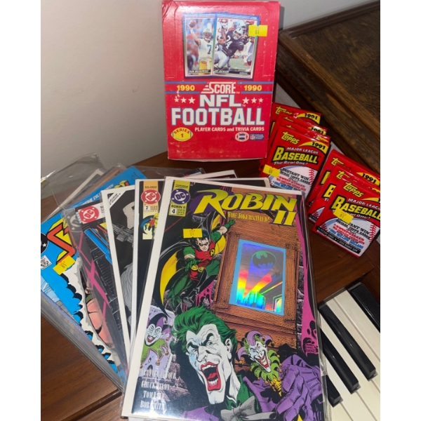 Comic Collection NFL Football Boxed Cards & Topps Baseball Gum Packs 