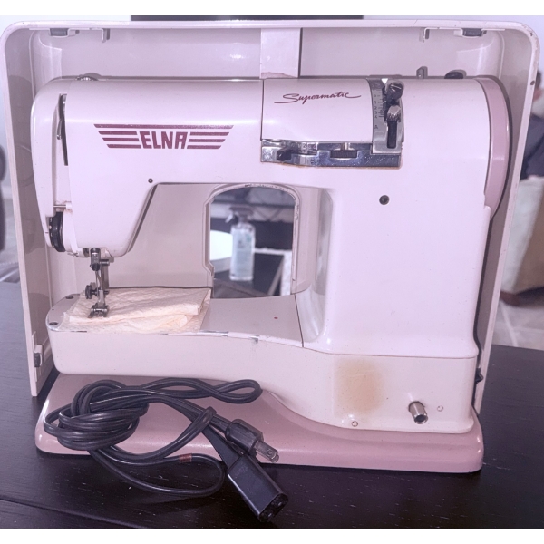Vintage Elna Supermatic Sewing Machine with Case and Accessories