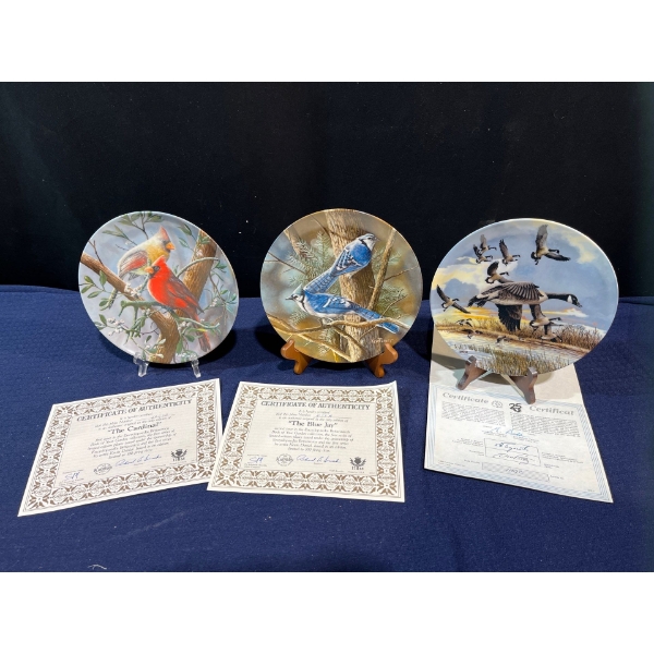 Set of Three Collector Plates with original boxes and COA