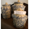 Image 2 : Trio of Robinson Ransbottom Vintage Ceramic Canisters.  Smallest 1 Quart 6 1/2 h